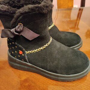 Youth Black Suede with Gold Hearts UGG Boots - Size 4